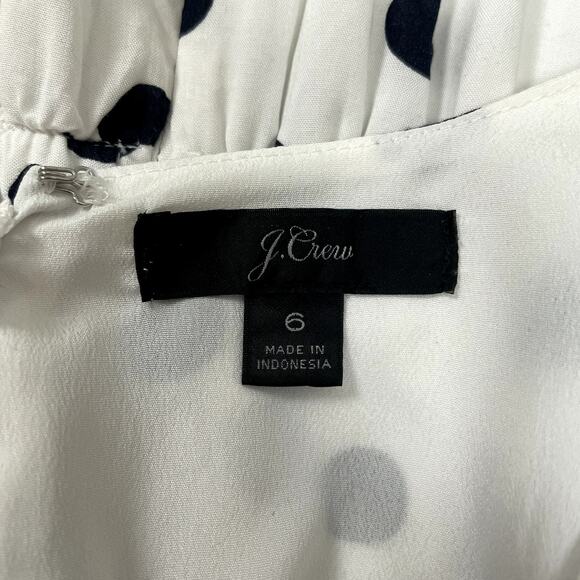 J Crew Dress Womens 6 White Black Polka Dot Faux Wrap Mini Cap Sleeve Ruffle - Picture 5 of 10